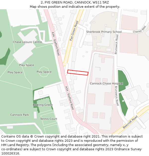 2, PYE GREEN ROAD, CANNOCK, WS11 5RZ: Location map and indicative extent of plot