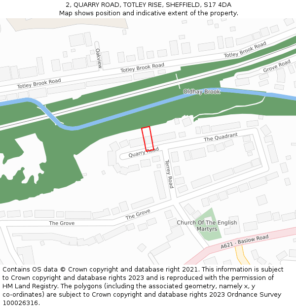 2, QUARRY ROAD, TOTLEY RISE, SHEFFIELD, S17 4DA: Location map and indicative extent of plot