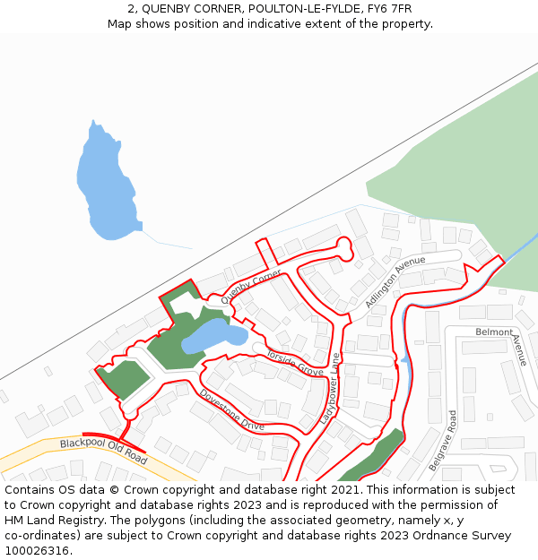 2, QUENBY CORNER, POULTON-LE-FYLDE, FY6 7FR: Location map and indicative extent of plot