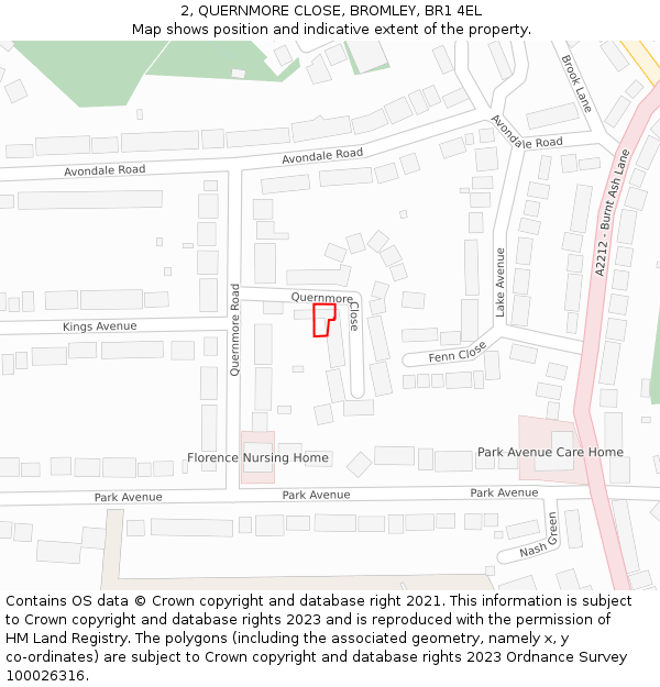 2, QUERNMORE CLOSE, BROMLEY, BR1 4EL: Location map and indicative extent of plot