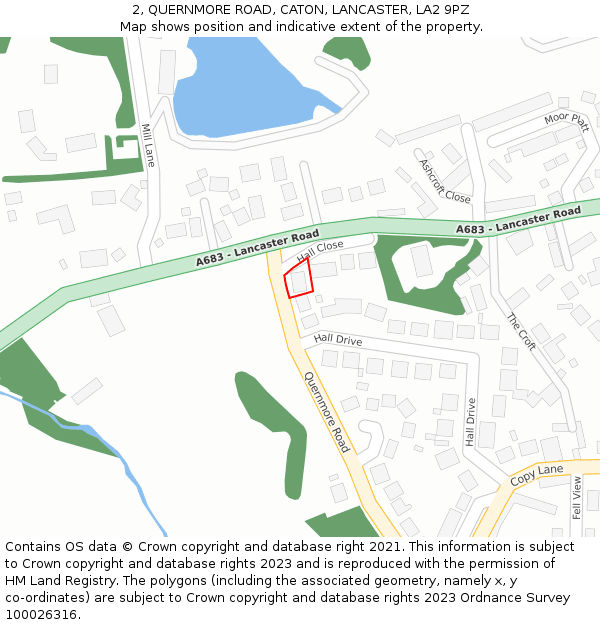 2, QUERNMORE ROAD, CATON, LANCASTER, LA2 9PZ: Location map and indicative extent of plot