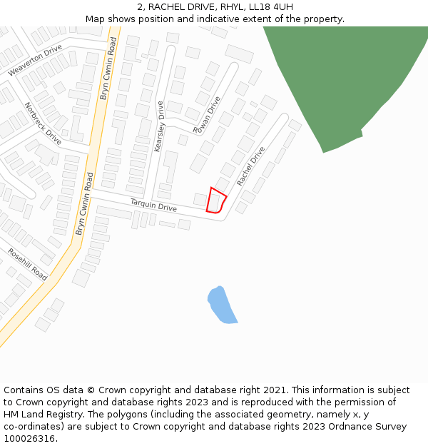 2, RACHEL DRIVE, RHYL, LL18 4UH: Location map and indicative extent of plot