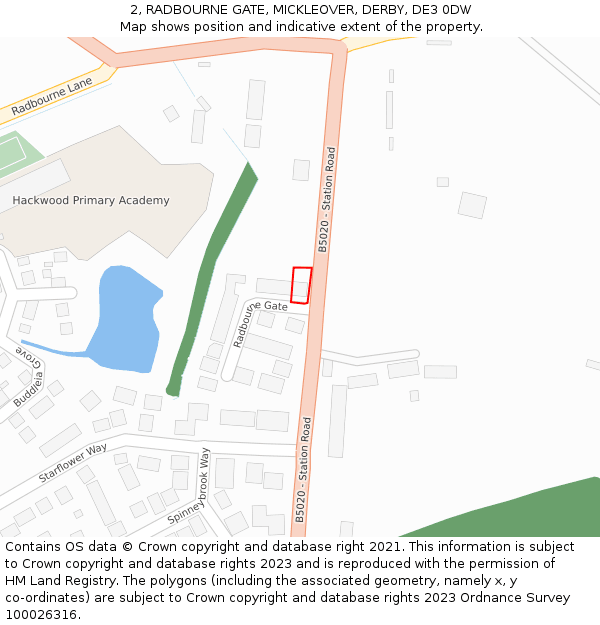 2, RADBOURNE GATE, MICKLEOVER, DERBY, DE3 0DW: Location map and indicative extent of plot