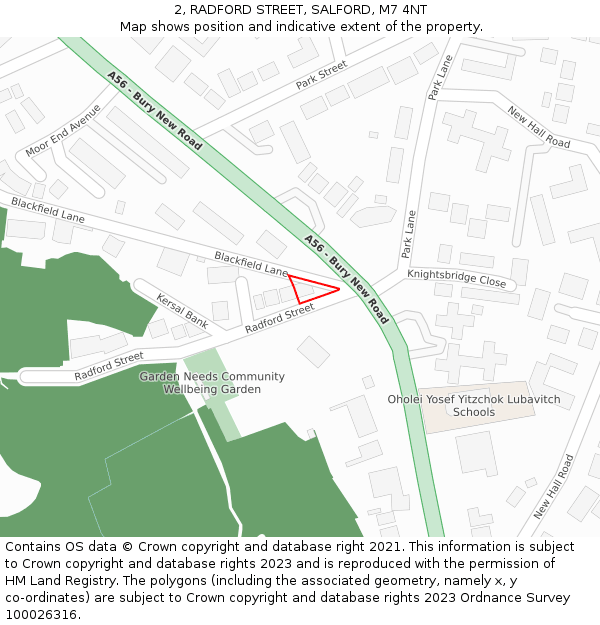 2, RADFORD STREET, SALFORD, M7 4NT: Location map and indicative extent of plot