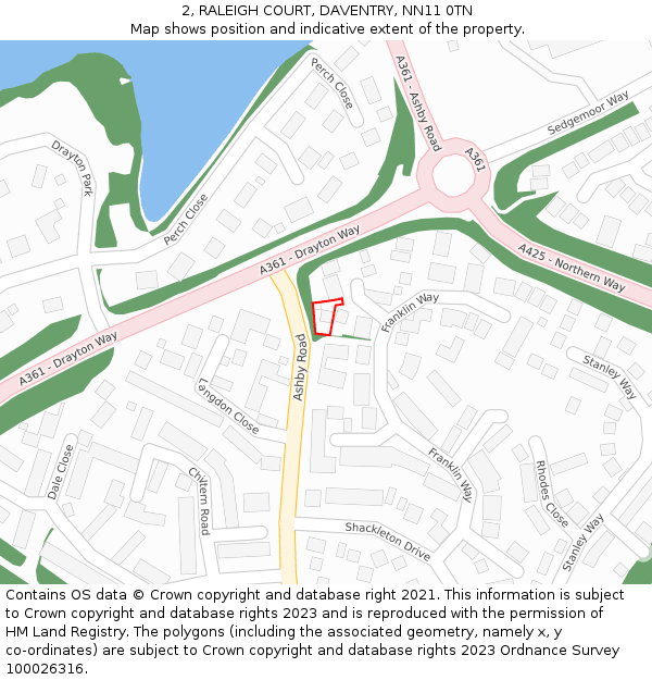 2, RALEIGH COURT, DAVENTRY, NN11 0TN: Location map and indicative extent of plot