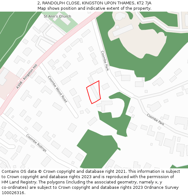 2, RANDOLPH CLOSE, KINGSTON UPON THAMES, KT2 7JA: Location map and indicative extent of plot