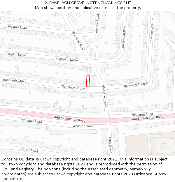 2, RANELAGH GROVE, NOTTINGHAM, NG8 1HT: Location map and indicative extent of plot