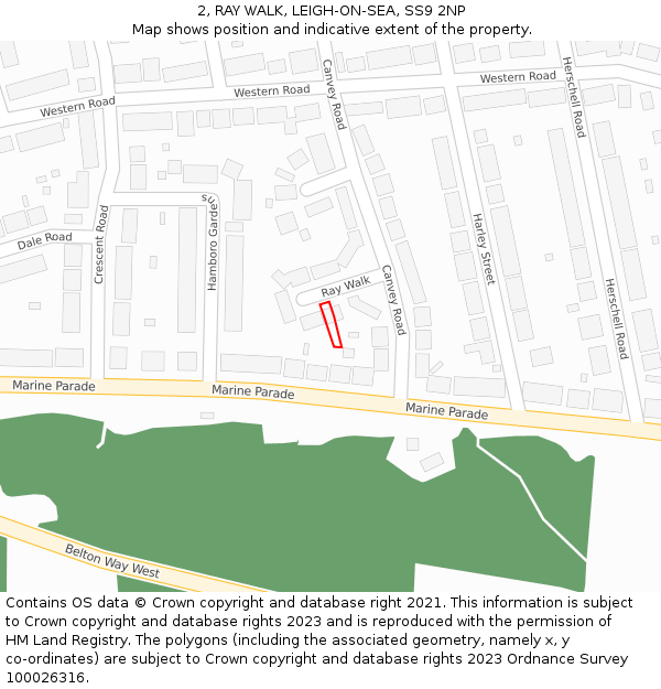 2, RAY WALK, LEIGH-ON-SEA, SS9 2NP: Location map and indicative extent of plot