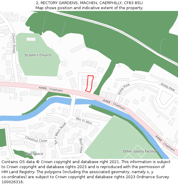 2, RECTORY GARDENS, MACHEN, CAERPHILLY, CF83 8SU: Location map and indicative extent of plot