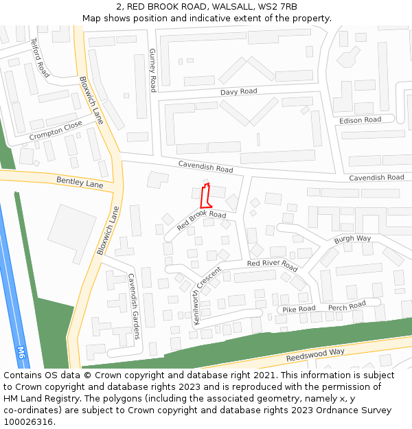 2, RED BROOK ROAD, WALSALL, WS2 7RB: Location map and indicative extent of plot