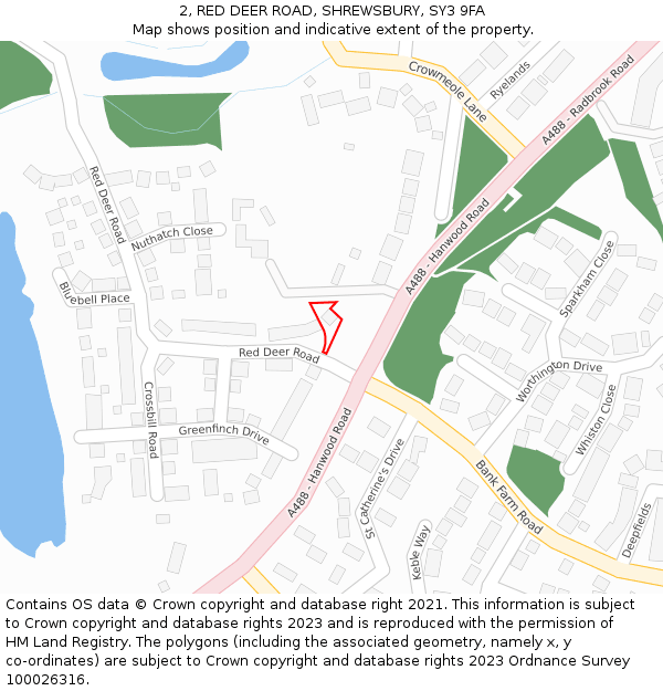 2, RED DEER ROAD, SHREWSBURY, SY3 9FA: Location map and indicative extent of plot