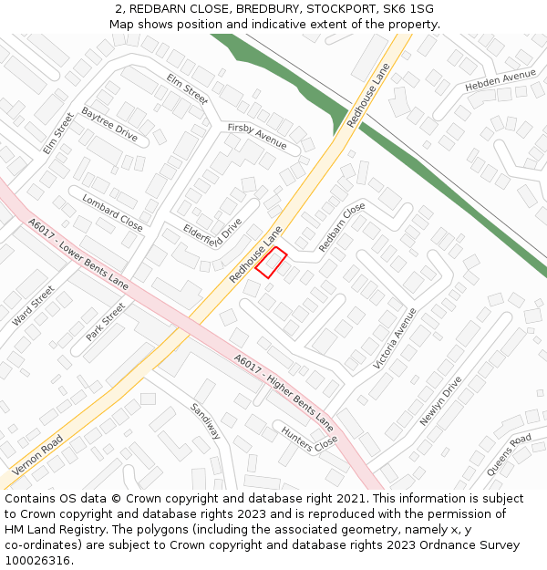 2, REDBARN CLOSE, BREDBURY, STOCKPORT, SK6 1SG: Location map and indicative extent of plot