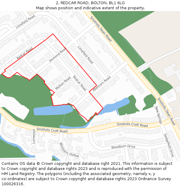 2, REDCAR ROAD, BOLTON, BL1 6LG: Location map and indicative extent of plot