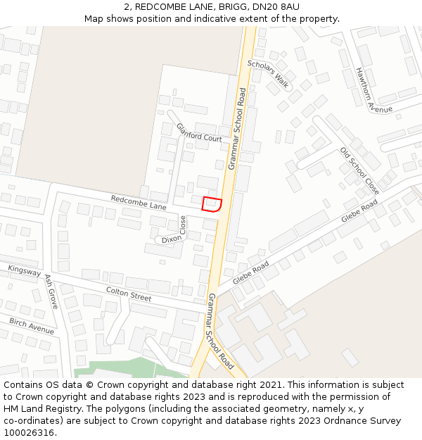 2, REDCOMBE LANE, BRIGG, DN20 8AU: Location map and indicative extent of plot