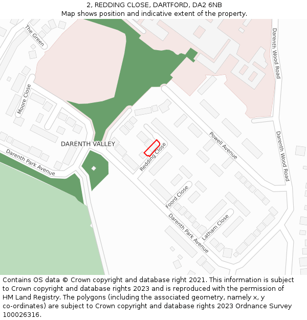 2, REDDING CLOSE, DARTFORD, DA2 6NB: Location map and indicative extent of plot