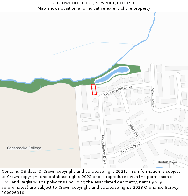 2, REDWOOD CLOSE, NEWPORT, PO30 5RT: Location map and indicative extent of plot