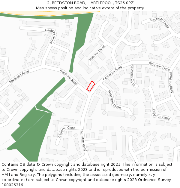 2, REEDSTON ROAD, HARTLEPOOL, TS26 0PZ: Location map and indicative extent of plot