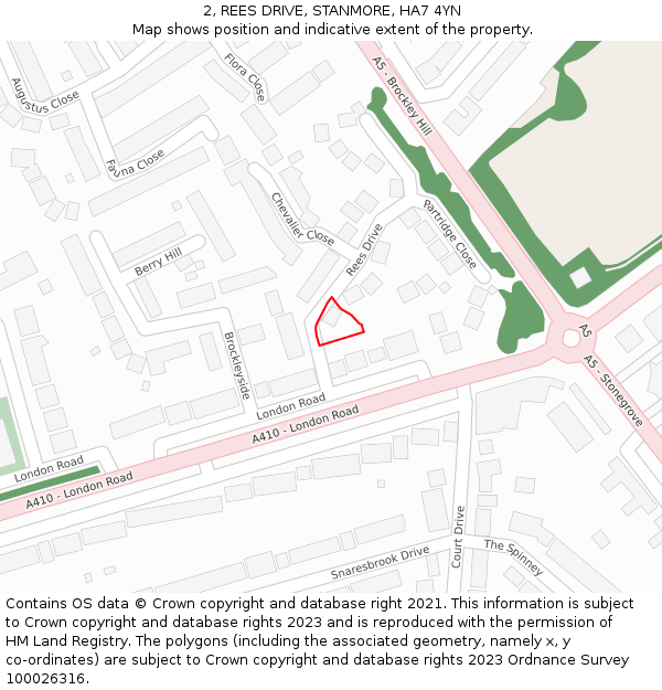 2, REES DRIVE, STANMORE, HA7 4YN: Location map and indicative extent of plot