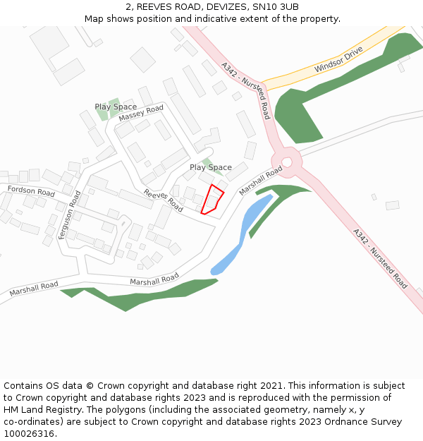 2, REEVES ROAD, DEVIZES, SN10 3UB: Location map and indicative extent of plot