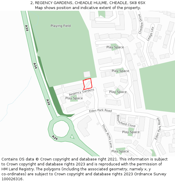 2, REGENCY GARDENS, CHEADLE HULME, CHEADLE, SK8 6SX: Location map and indicative extent of plot