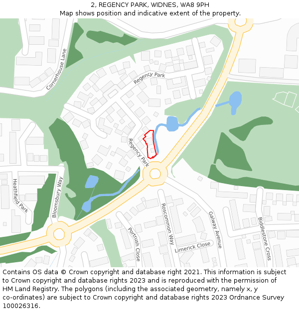 2, REGENCY PARK, WIDNES, WA8 9PH: Location map and indicative extent of plot