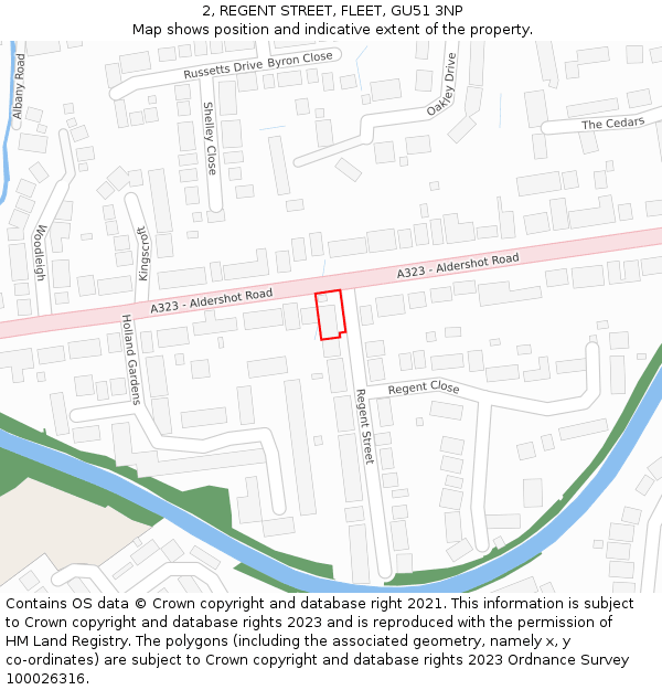 2, REGENT STREET, FLEET, GU51 3NP: Location map and indicative extent of plot