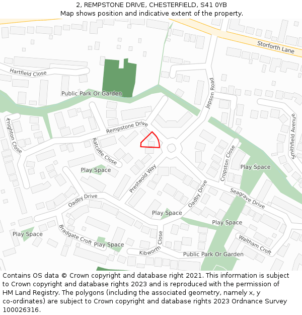 2, REMPSTONE DRIVE, CHESTERFIELD, S41 0YB: Location map and indicative extent of plot