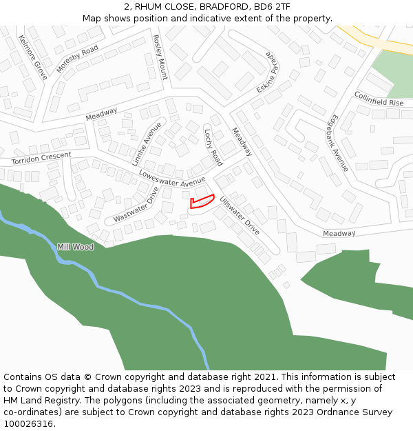 2, RHUM CLOSE, BRADFORD, BD6 2TF: Location map and indicative extent of plot