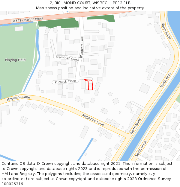 2, RICHMOND COURT, WISBECH, PE13 1LR: Location map and indicative extent of plot