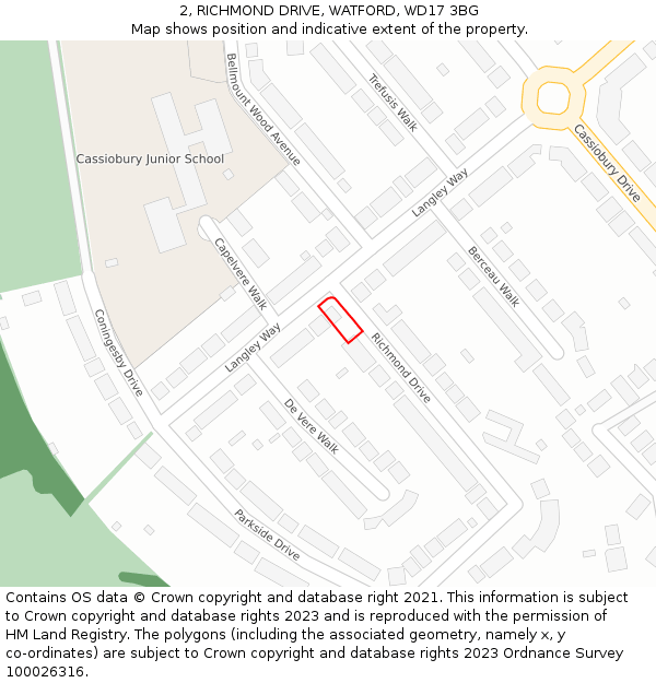 2, RICHMOND DRIVE, WATFORD, WD17 3BG: Location map and indicative extent of plot