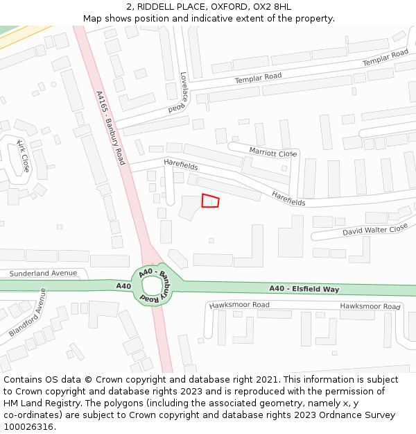 2, RIDDELL PLACE, OXFORD, OX2 8HL: Location map and indicative extent of plot