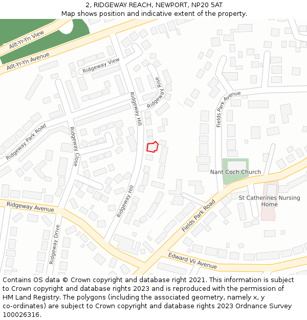 2, RIDGEWAY REACH, NEWPORT, NP20 5AT: Location map and indicative extent of plot