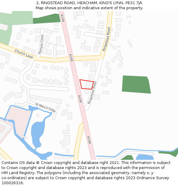 2, RINGSTEAD ROAD, HEACHAM, KING'S LYNN, PE31 7JA: Location map and indicative extent of plot