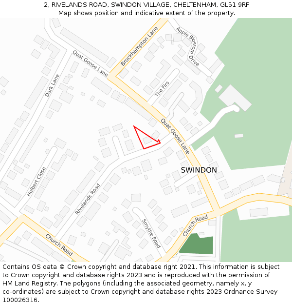 2, RIVELANDS ROAD, SWINDON VILLAGE, CHELTENHAM, GL51 9RF: Location map and indicative extent of plot