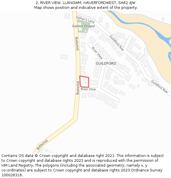 2, RIVER VIEW, LLANGWM, HAVERFORDWEST, SA62 4JW: Location map and indicative extent of plot