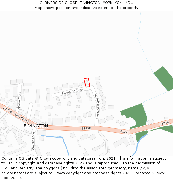 2, RIVERSIDE CLOSE, ELVINGTON, YORK, YO41 4DU: Location map and indicative extent of plot