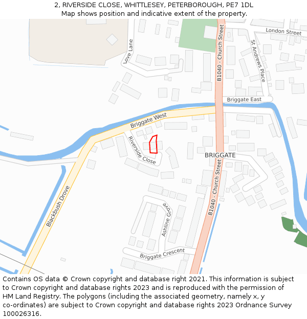 2, RIVERSIDE CLOSE, WHITTLESEY, PETERBOROUGH, PE7 1DL: Location map and indicative extent of plot