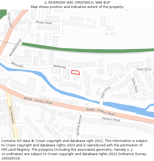 2, RIVERSIDE WAY, DROITWICH, WR9 8UP: Location map and indicative extent of plot