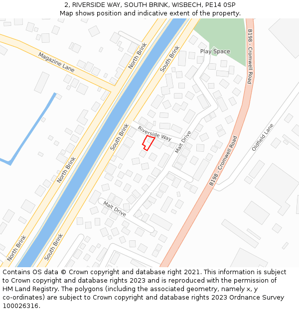 2, RIVERSIDE WAY, SOUTH BRINK, WISBECH, PE14 0SP: Location map and indicative extent of plot