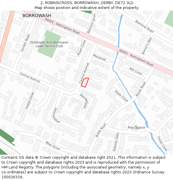 2, ROBINSCROSS, BORROWASH, DERBY, DE72 3LD: Location map and indicative extent of plot