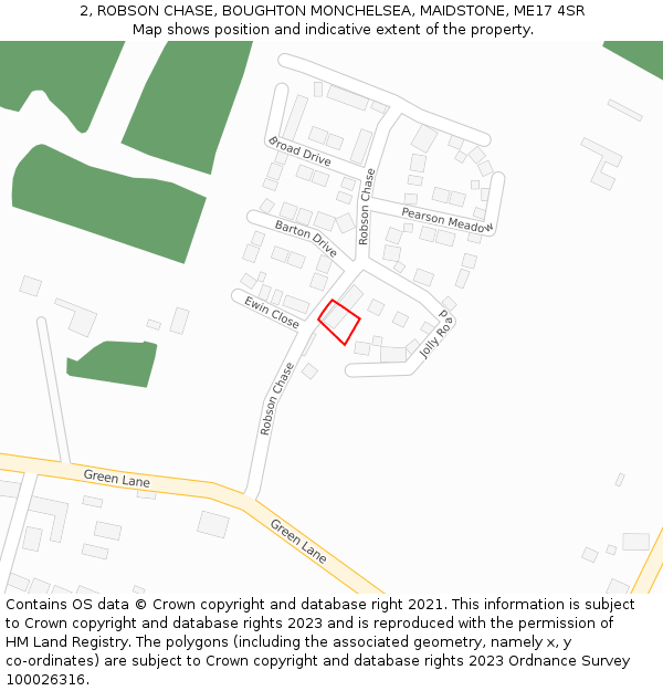 2, ROBSON CHASE, BOUGHTON MONCHELSEA, MAIDSTONE, ME17 4SR: Location map and indicative extent of plot