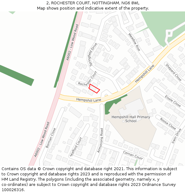 2, ROCHESTER COURT, NOTTINGHAM, NG6 8WL: Location map and indicative extent of plot