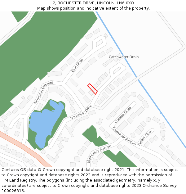 2, ROCHESTER DRIVE, LINCOLN, LN6 0XQ: Location map and indicative extent of plot
