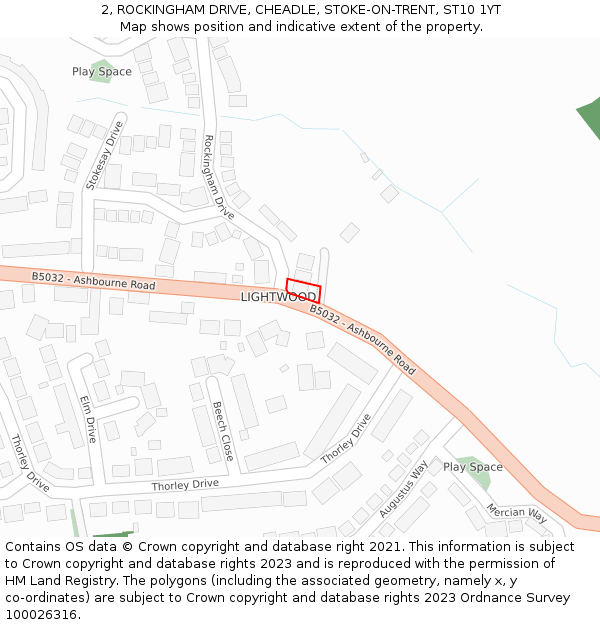 2, ROCKINGHAM DRIVE, CHEADLE, STOKE-ON-TRENT, ST10 1YT: Location map and indicative extent of plot