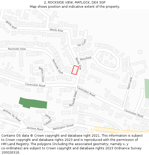 2, ROCKSIDE VIEW, MATLOCK, DE4 3GP: Location map and indicative extent of plot