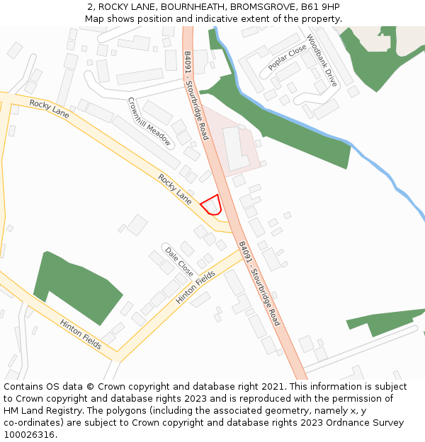 2, ROCKY LANE, BOURNHEATH, BROMSGROVE, B61 9HP: Location map and indicative extent of plot