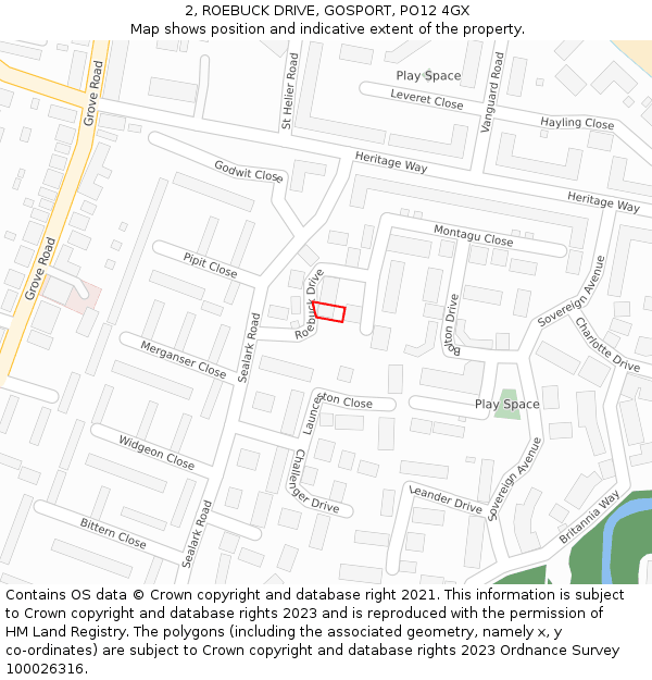 2, ROEBUCK DRIVE, GOSPORT, PO12 4GX: Location map and indicative extent of plot