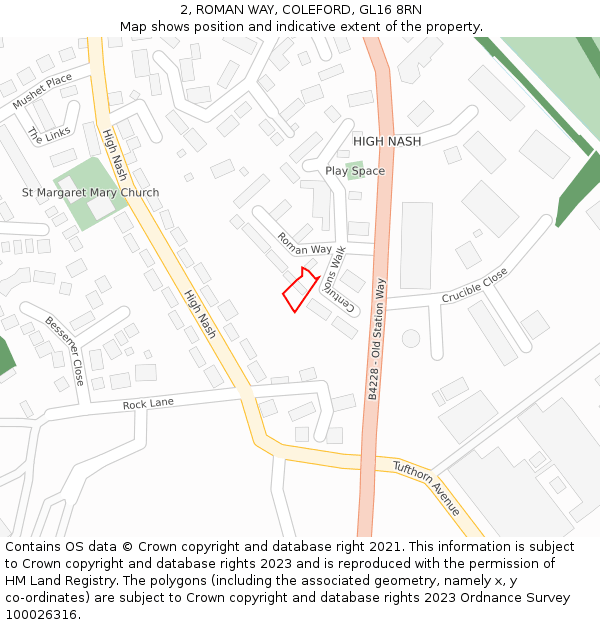 2, ROMAN WAY, COLEFORD, GL16 8RN: Location map and indicative extent of plot