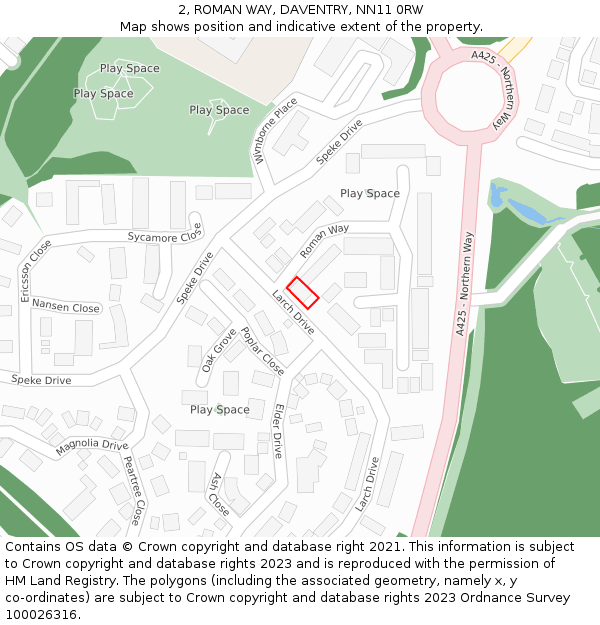 2, ROMAN WAY, DAVENTRY, NN11 0RW: Location map and indicative extent of plot