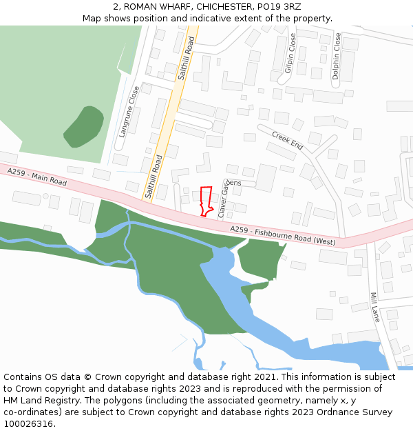 2, ROMAN WHARF, CHICHESTER, PO19 3RZ: Location map and indicative extent of plot